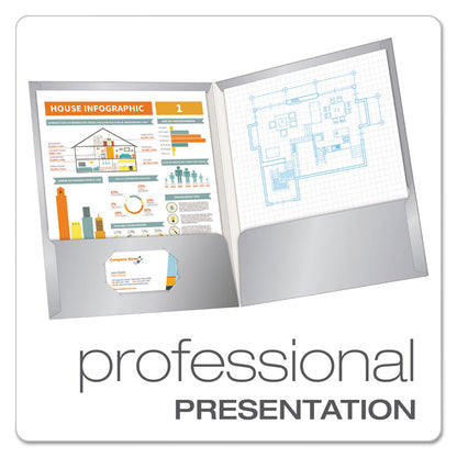 Laminated Twin Pocket Folders, Accommodates (100) 11 x 8.5 Sheets, Gray, 25/Box