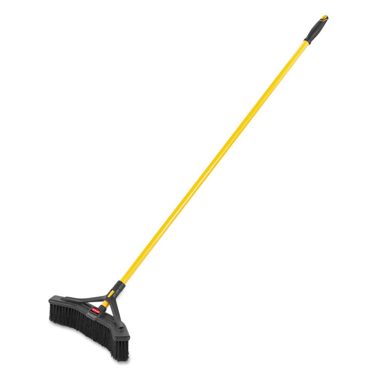 Maximizer Push-to-Center Broom, 18 x 58.13, Polyproylene Bristles, Steel Handle, Yellow/Black