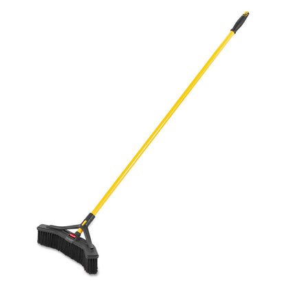 Maximizer Push-to-Center Broom, 18 x 58.13, Polyproylene Bristles, Steel Handle, Yellow/Black