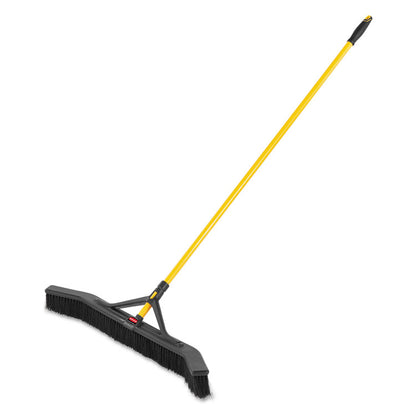 Maximizer Push-to-Center Broom, 36 x 58.13, Polypropylene Bristles, Steel Handle, Yellow/Black