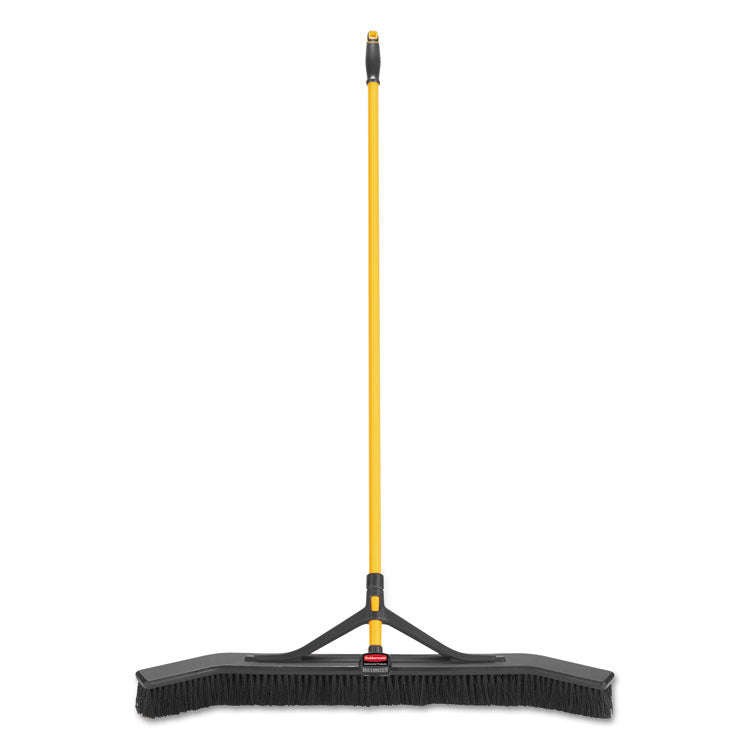 Maximizer Push-to-Center Broom, 36 x 58.13, Polypropylene Bristles, Steel Handle, Yellow/Black