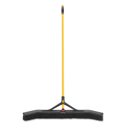 Maximizer Push-to-Center Broom, 36 x 58.13, Polypropylene Bristles, Steel Handle, Yellow/Black