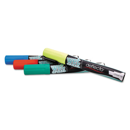 Wet Erase Markers, Medium Chisel Tip, Assorted Colors, 4/Pack