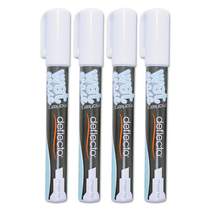 Wet Erase Markers, Medium Chisel Tip, White, 4/Pack