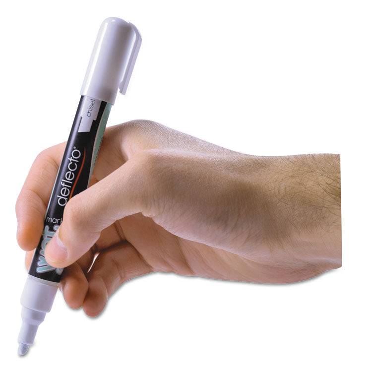 Wet Erase Markers, Medium Chisel Tip, White, 4/Pack