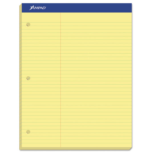 Double Sheet Pads, Pitman Rule Variation (Offset Dividing Line - 3" Left), (100) Canary Yellow 8.5 x 11 Sheets