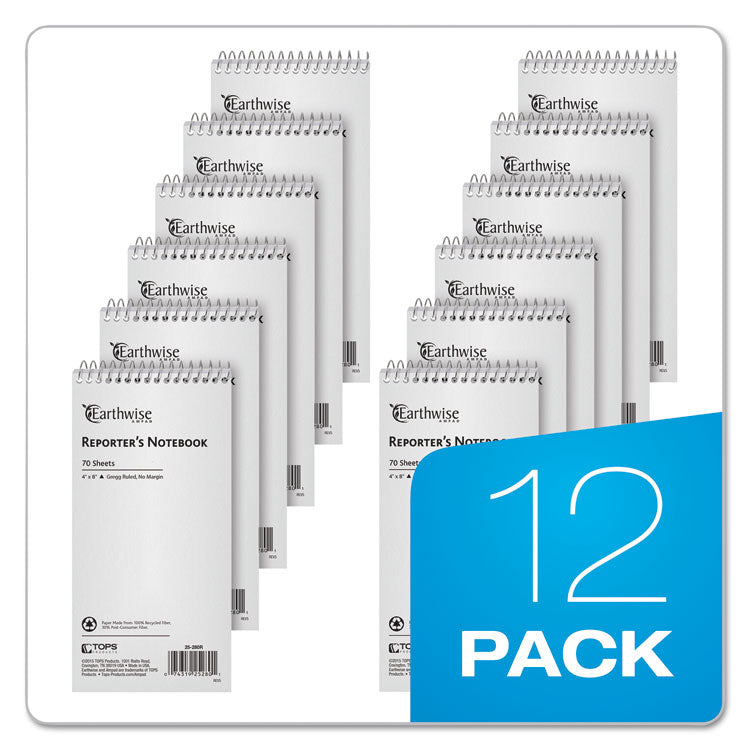 Earthwise by Ampad Recycled Reporter's Notepad, White Cover, Gregg Rule, (70) White 4 x 8 Sheets