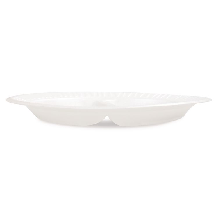 Concorde Foam Plate, 3-Compartment Plate, 10.25" dia, White, 125/Pack, 4 Packs/Carton