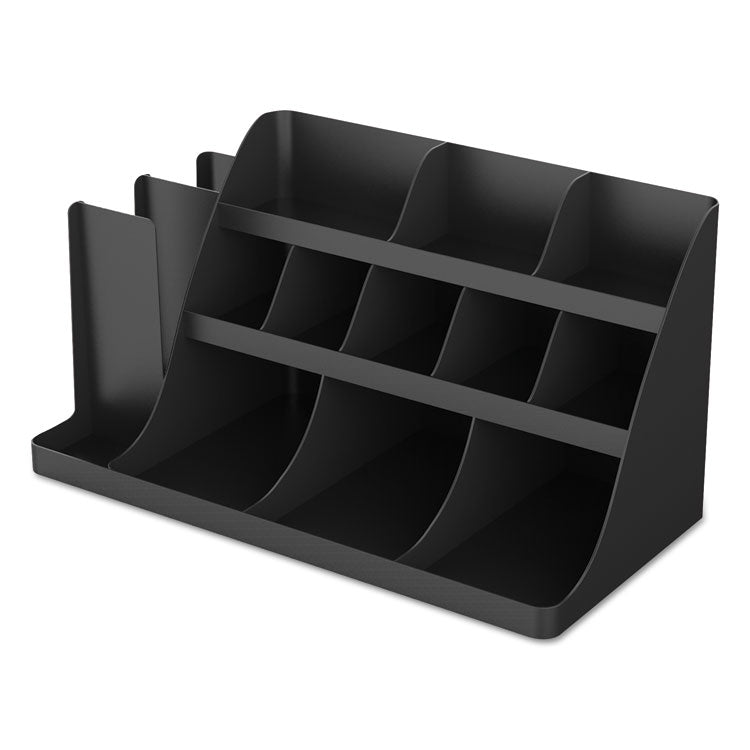 Extra Large Coffee Condiment and Accessory Organizer, 14 Compartments, 24 x 11.8 x 12.5, Black