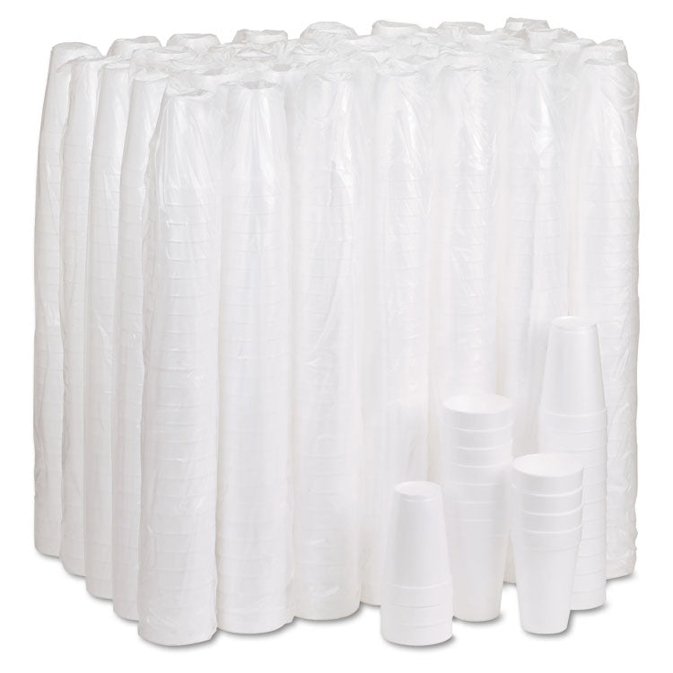 Foam Drink Cups, 16 oz., White, 25/Bag, 40 Bags/Carton
