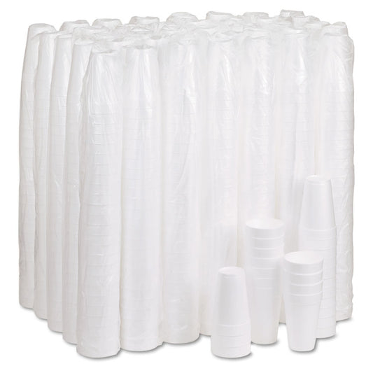Foam Drink Cups, 16 oz., White, 25/Bag, 40 Bags/Carton