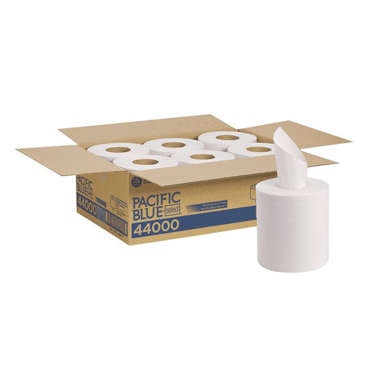 Pacific Blue Select 2-Ply Center-Pull Perf Wipers, 2-Ply, 8.25 x 12, White, 520/Roll, 6 Rolls/Carton