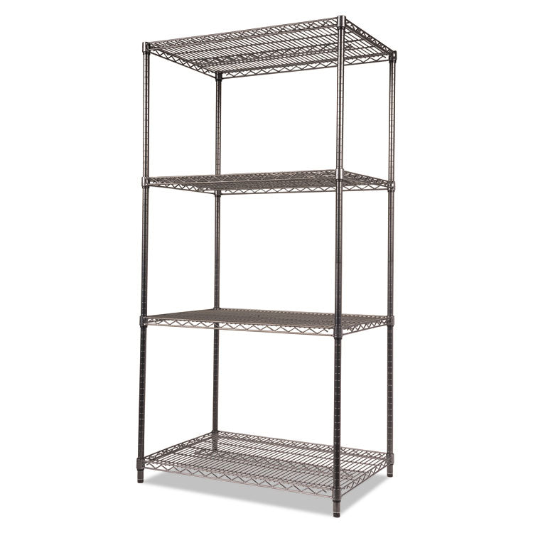 Wire Shelving Starter Kit, Four-Shelf, 36w x 24d x 72h, Black Anthracite