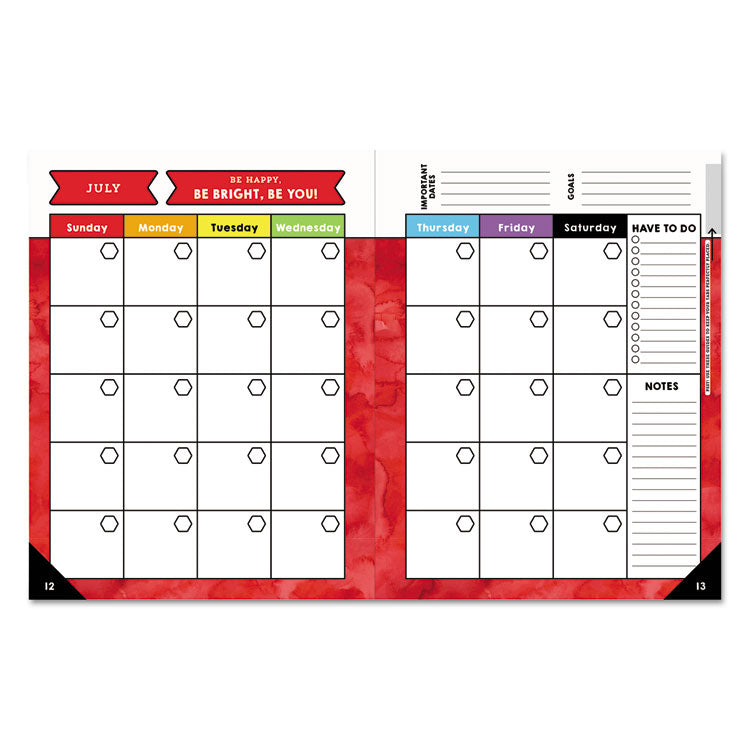 Teachers Planner, Weekly/Monthly, 7 Classes, Balloon Artwork, Multicolor Cover, 10.88 x 8.38 Sheets, 12-Month (July to June)
