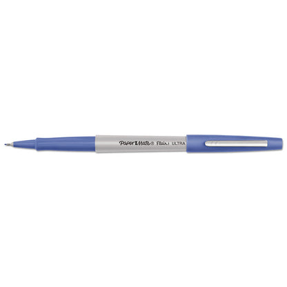Flair Felt Tip Porous Point Pen, Stick, Extra-Fine 0.4 mm, Assorted Ink Colors, Gray Barrel, 16/Pack
