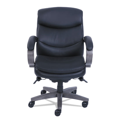 Woodbury Mid-Back Executive Chair, Supports Up to 300 lb, 18.75" to 21.75" Seat Height, Black Seat/Back, Weathered Gray Base