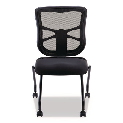 Alera Elusion Mesh Nesting Chairs, Supports Up to 275 lb, 18.1" Seat Height, Black Seat, Black Back, Black Base, 2/Carton