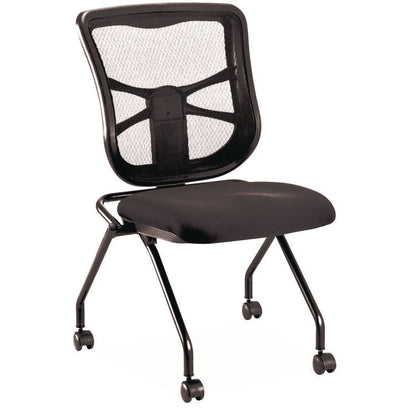 Alera Elusion Mesh Nesting Chairs, Supports Up to 275 lb, 18.1" Seat Height, Black Seat, Black Back, Black Base, 2/Carton