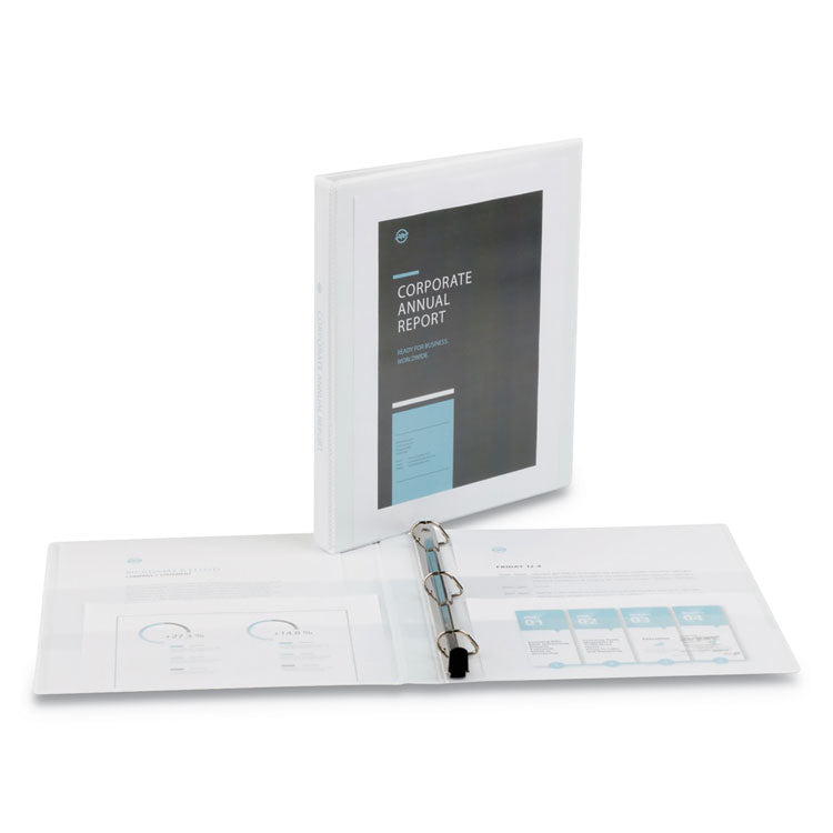 Heavy-Duty View Binder with DuraHinge and One Touch Slant Rings, 3 Rings, 0.5" Capacity, 11 x 8.5, White