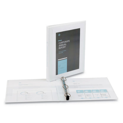 Heavy-Duty View Binder with DuraHinge and One Touch Slant Rings, 3 Rings, 0.5" Capacity, 11 x 8.5, White