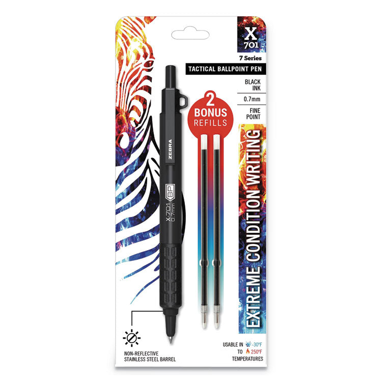 X-701 Ballpoint Pen, Retractable, Fine 0.7 mm, Black Ink, Black Barrel