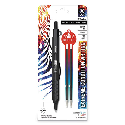 X-701 Ballpoint Pen, Retractable, Fine 0.7 mm, Black Ink, Black Barrel