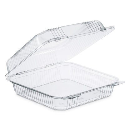 StayLock Clear Hinged Lid Containers, 8.6 x 9 x 3, Clear, Plastic, 200/Carton