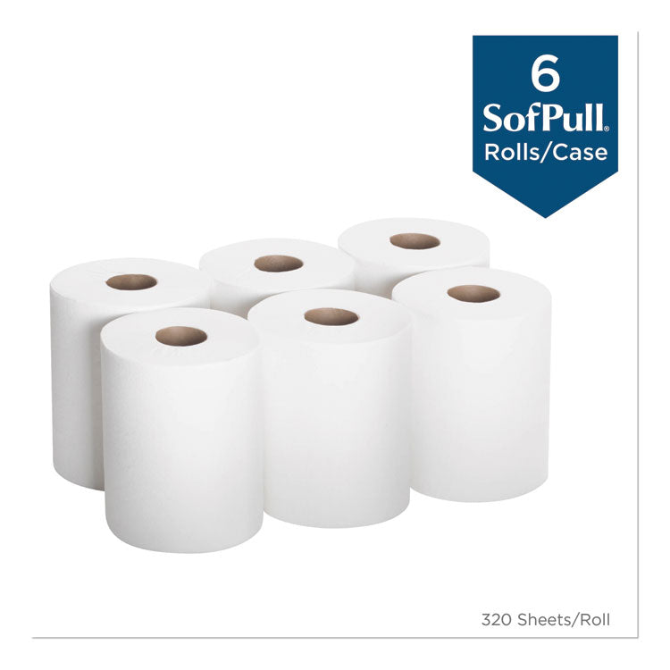 SofPull CenterPull Perforated Paper Towels, 1-Ply, 7.8 x 15, White, 320/Roll, 6 Rolls/Carton