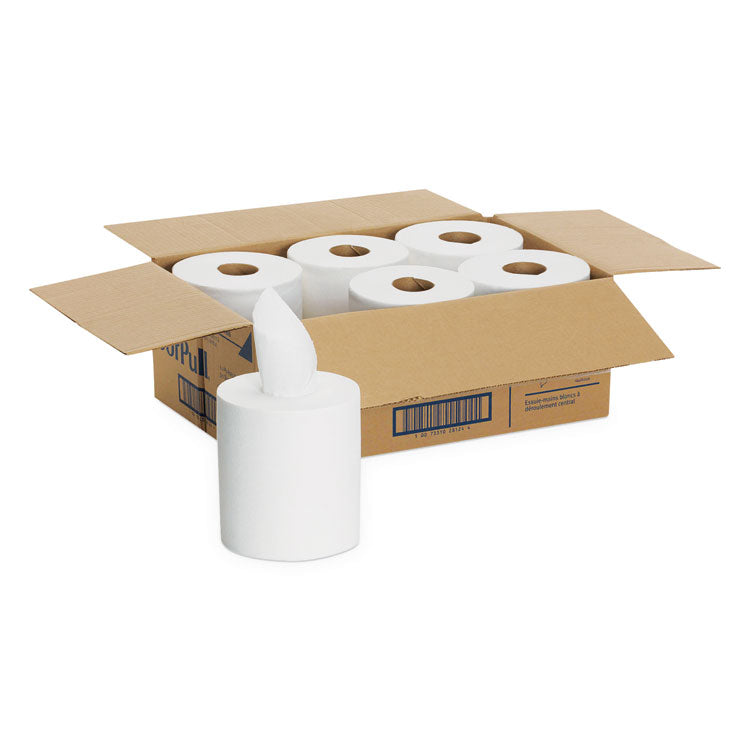 SofPull CenterPull Perforated Paper Towels, 1-Ply, 7.8 x 15, White, 320/Roll, 6 Rolls/Carton