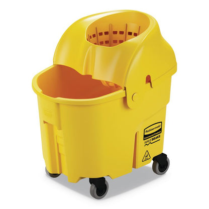 WaveBrake Institution Bucket and Wringer Combos, Down-Press, 35 qt, Yellow