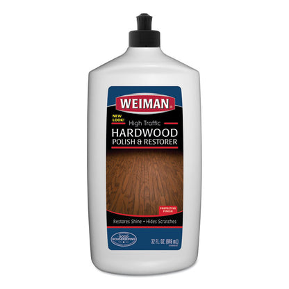 High Traffic Hardwood Polish and Restorer, Slight Acrylic Scent,  32 oz Squeeze Bottle, 6/Carton