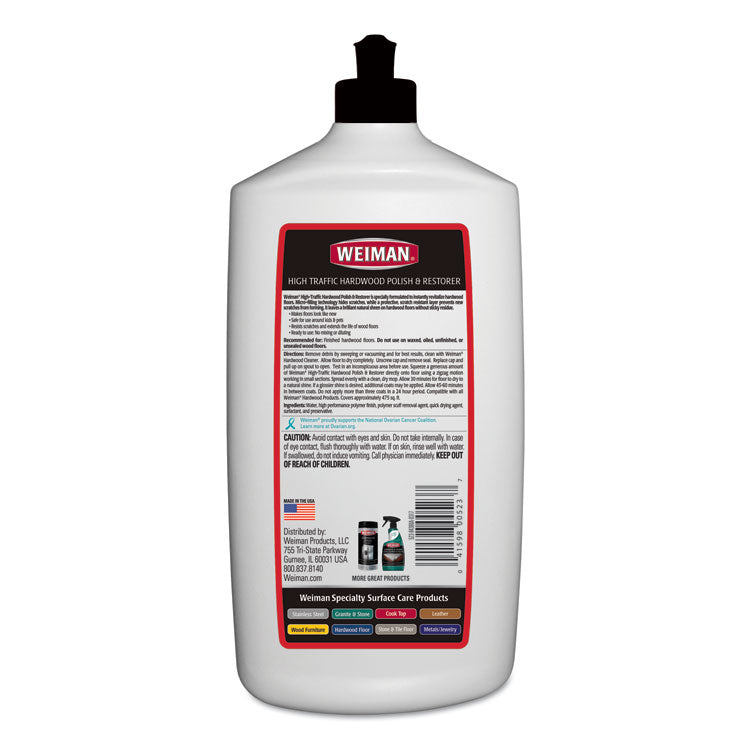 High Traffic Hardwood Polish and Restorer, Slight Acrylic Scent, 32 oz Squeeze Bottle