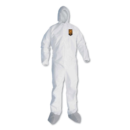 A45 Liquid/Particle Protection Surface Prep/Paint Coveralls, Hood, Elastic Wrist/Ankles, Boots, X-Large, White, 25/Carton