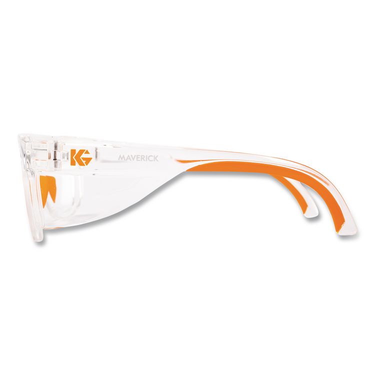 Maverick Safety Glasses, Clear/Orange Full Frame, Clear Dual Lens, 12/Box