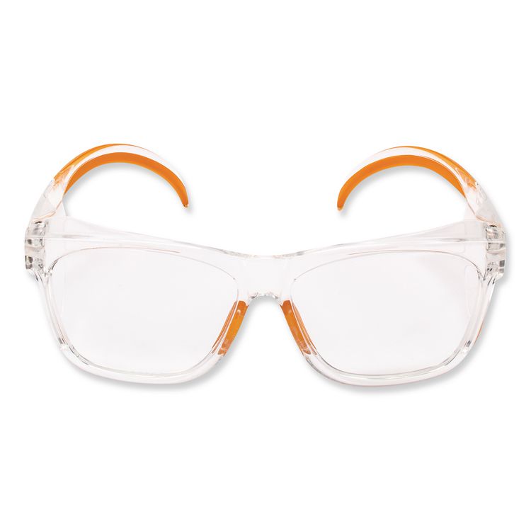 Maverick Safety Glasses, Clear/Orange Full Frame, Clear Dual Lens, 12/Box
