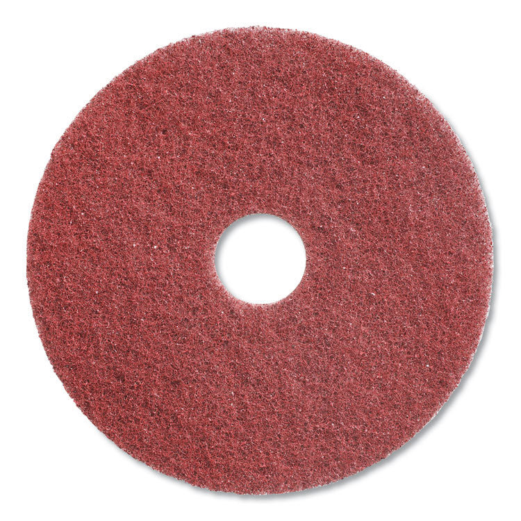 High-Traffic Twister Floor Pad, 17" Diameter, Red, 2/Carton