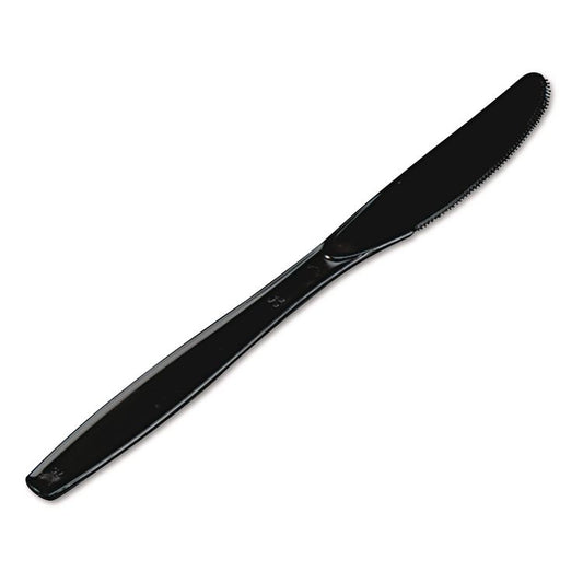 Plastic Cutlery, Heavyweight Knife, Black, 1,000/Carton
