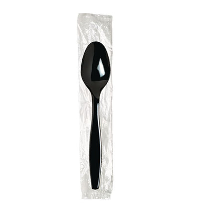 Individually Wrapped Heavyweight Spoon, Plastic, Black, 1,000/Carton