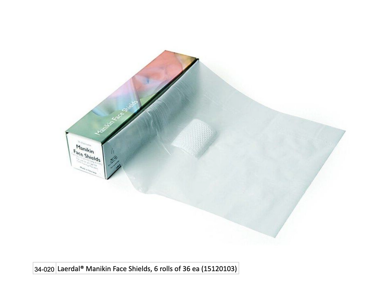 Kemp USA Laerdal® Manikin Face Shields, 6 rolls of 36 ea (151-20103)