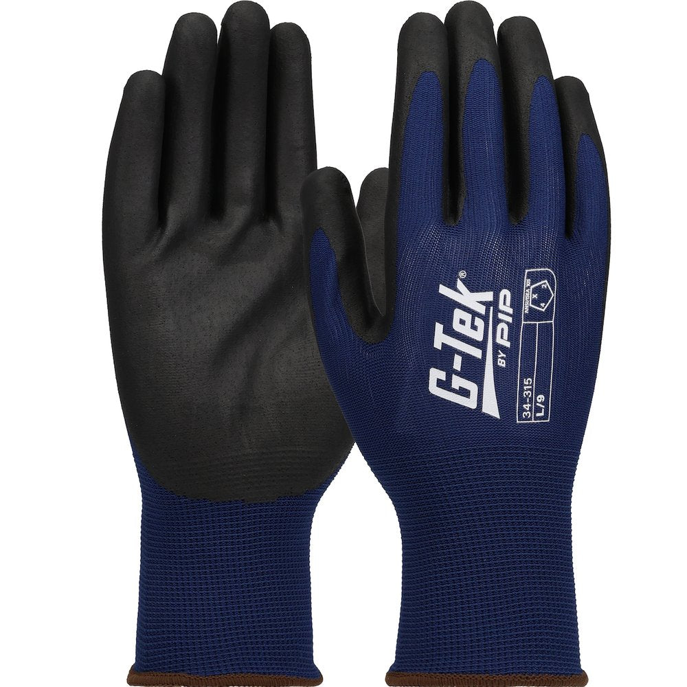 G-Tek by PIP Econ Knit Polyester Glove Nitrile GRIP-15G TS, 12 Pairs/Dozen