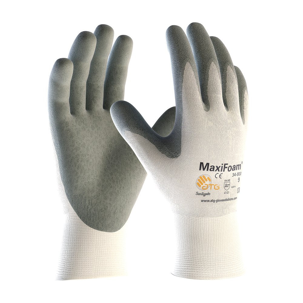 PIP Prem GRY Foam NIT Coated Palm / Fingertips WHT, 12 Pairs/Dozen