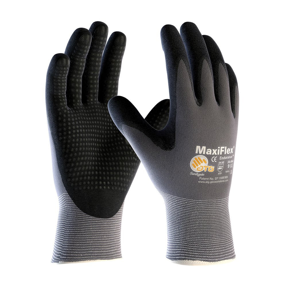 PIP Maxiflex Endurance 15G GRY Nylon Shell BLK Micro, 12 Pairs/Dozen