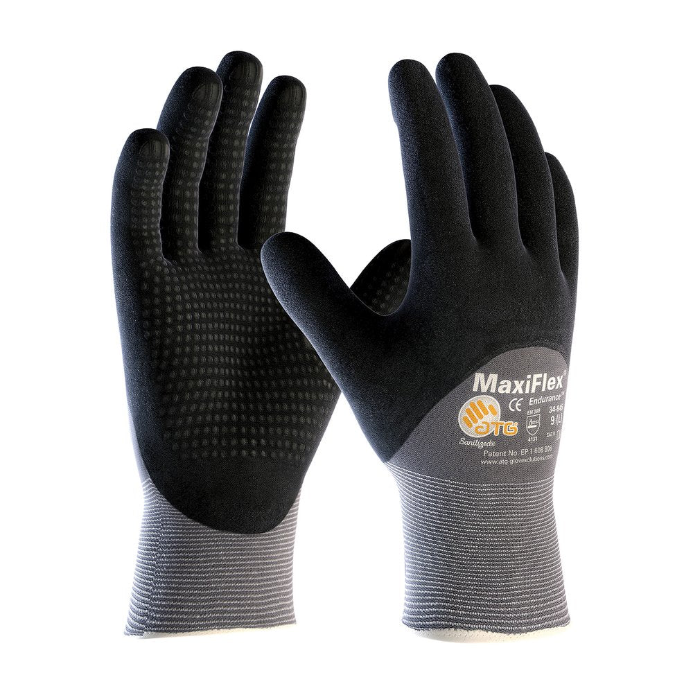 PIP Maxiflex Endurance 15G GRY Nylon BLK 3/4 Microf, 12 Pairs/Dozen