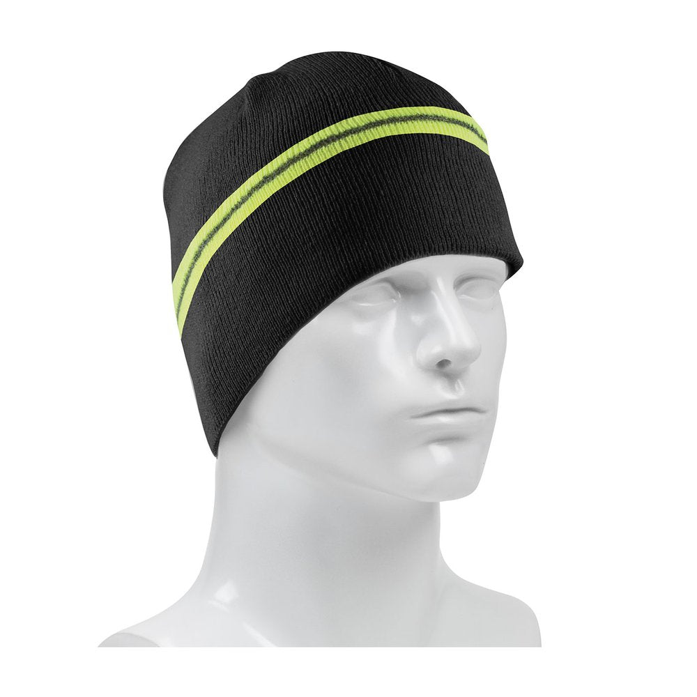 PIP Winter Beanie Cap W/REFLECTIVE Stripe BLK