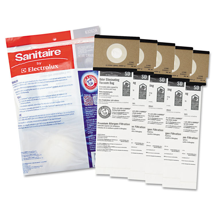 SD Premium Allergen Vacuum Bags with Arm and Hammer for SC9100 Series, 5/Pack, 10 Packs/Carton