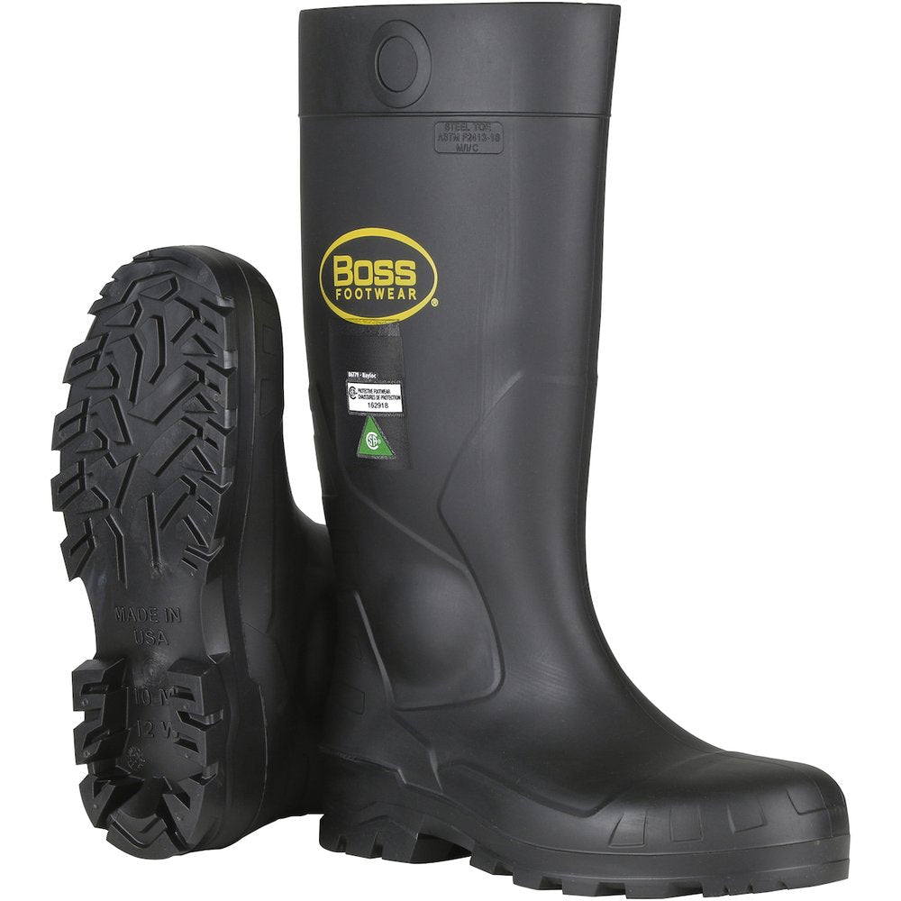 BOSS by PIP BLK PVC Safety Steel Toeand Midsole Boot SZ 11 (Pair)