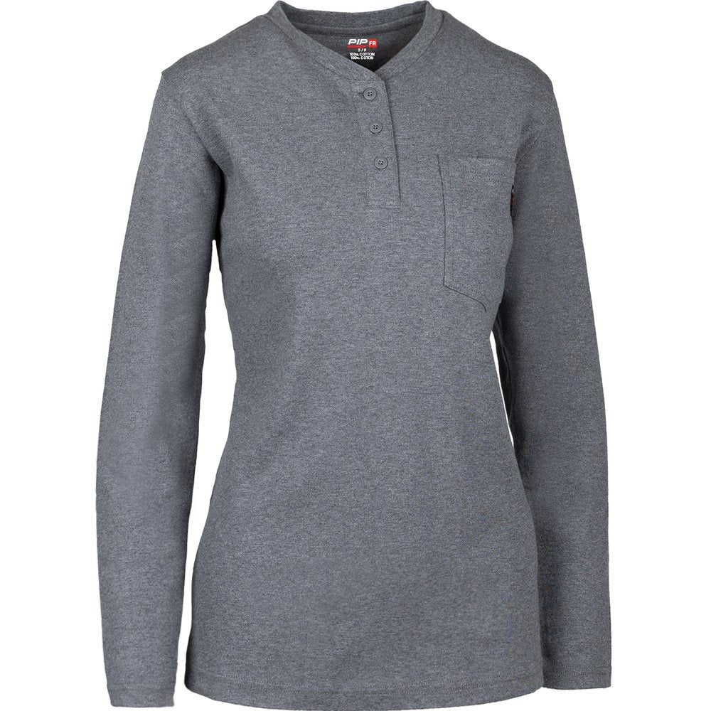 PIP AR/FR Women's Lsleeve HENLEY-10.6 CAL/CM2 GRY M