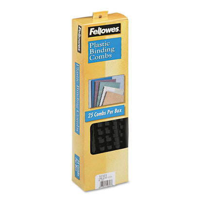 Plastic Comb Bindings for 11 x 8.5 Documents, 19 Rings, 0.5" (90-Sheet) Capacity, Black, 25/Pack