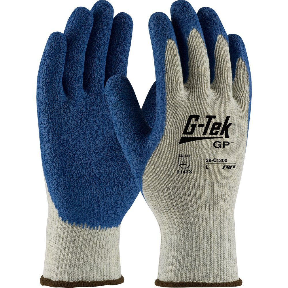 G-Tek by PIP Prem WGT Knit POLY/COTTGLVE W/LATEX Grip P/F M, 12 Pairs/Pack