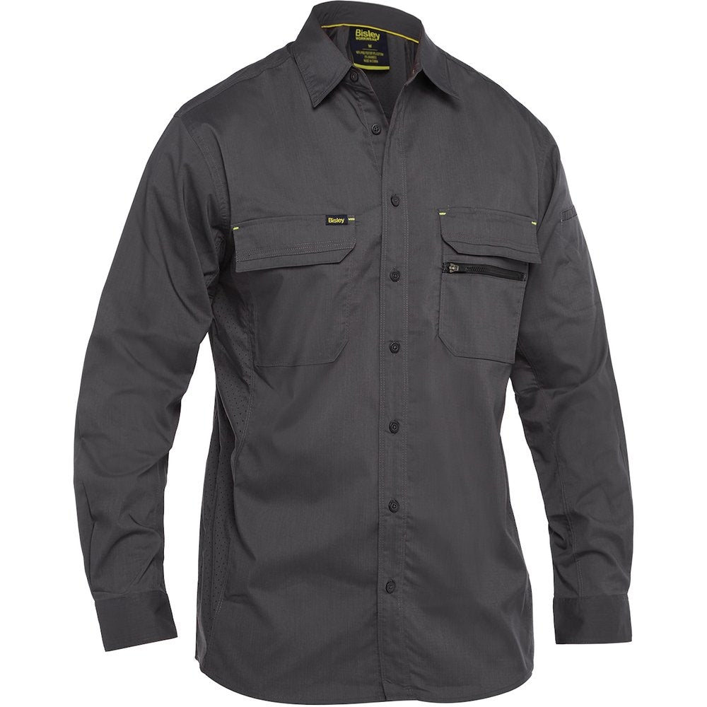 Bisley Workwear by PIP L-sleeve Ripstop Work Shirt W/X-AIRFLOW GRY L